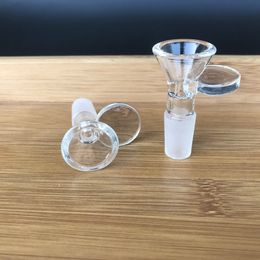 14mm 18mm Mâle Épais Rond En Verre Entonnoir Bol Diapositive Fumer Adaptateur Herbe Sec Bols avec poignée Tabac pour l'eau Bongs Brûleur À Huile