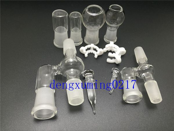 Récupérer le collecteur de cendres 14,4 mm 18,8 mm Adaptateur en verre à joint mâle avec pince Keck Récupérateur de bol d'huile pour plate-forme pétrolière en verre Bong