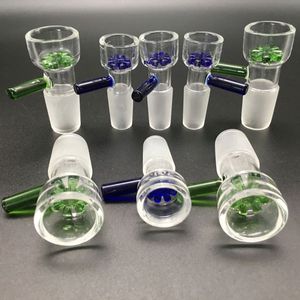 14mm 18mm Bols de verre à glissière pour Bongs Bleu Green Blue Bol Bong Bol Fit Huile Plateau Verre Bongs Glass Smoking Bongs Bol pour Bong