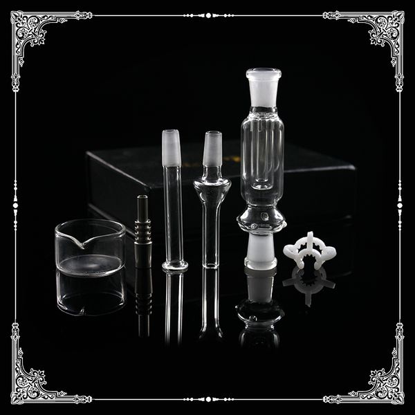 14mm 18mm Titanium Tips Kits de verre à ongles Keck Clip Mini NC Wax Oil Dab Rigs Nector Collector NC Straw Bong Accessoires Rigs Tuyaux d'eau