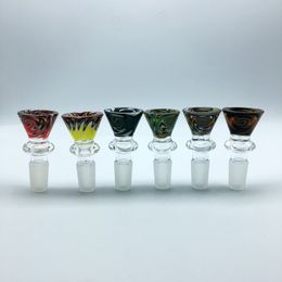 14mm 18mm Perruque Wag Bols En Verre Avec Joint Mâle 6 Couleurs Fumer Bong Bols Pièce Pour Tabac En Verre Tuyaux D'eau Bongs Dab Rigs