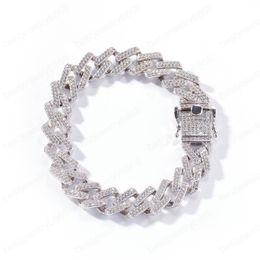 14mm 7 / 8inch Hip Hop CZ Bling Iced Out Gold Silver Open Lock Naadloze Cubaanse Armband Voor Mannen Rapper Jewlery