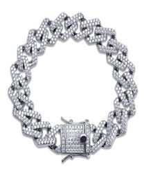 14 mm 78910Inches Bracelet de chaîne de liaison cubaine micro pave zircon cubic glacé bijoux hiphop pour mâle7388762