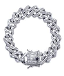 14 mm 78910Inches Bracelet de chaîne de liaison cubaine micro pave zircon cubic glacé bijoux hiphop pour male3808907