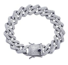 14 mm 78910Inches Bracelet de chaîne de liaison cubaine micro pave zircon de zircon iced bijoux hiphop pour male7492588
