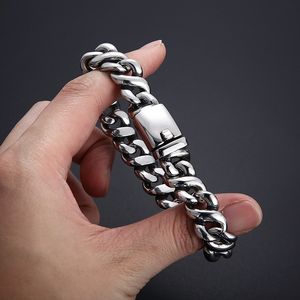 14 mm 8,85 pouces 87g Poids Coulage de liaison Bracelets pour hommes bracelet en acier inoxydable en argent élevé d'anniversaire haut poli. Cadeaux de père