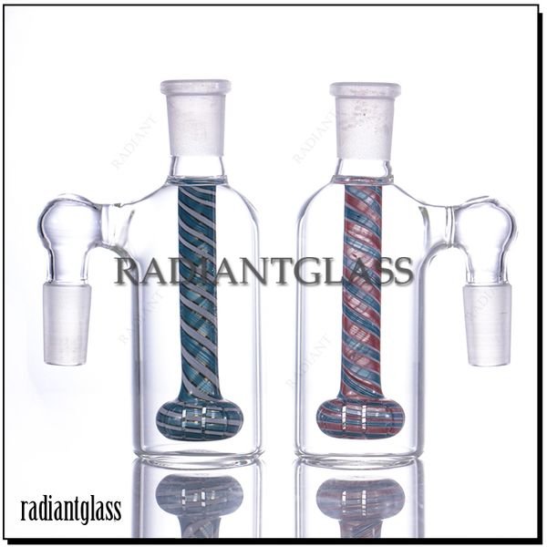 Recolector de cenizas para fumar, 14mm, cabezal de ducha de 45 grados, percolador, vástago en línea, junta de 18mm, cenicero transparente grueso