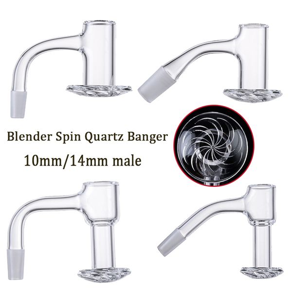 Blender Spin Quartz Banger Nail Seamless Bangers completamente soldados Accesorios para fumar Herramientas para tabaco 10 mm 14 mm Macho Joint Terp Slurper Borde biselado Banger para bongs de vidrio