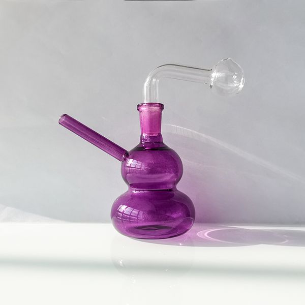 14 mm coloré en forme de gourde en verre pour fumer de l'eau incurvée pour plate-forme pétrolière, bol à tabac avec brûleur en verre épais, tuyaux barboteurs rose jaune bleu vert violet rouge orange couleurs