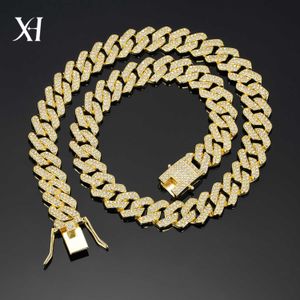 Chaîne cubaine en diamant de 14mm, collier en alliage de zinc de haute qualité, bracelet hip-hop pour hommes et femmes IEBJ