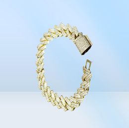 Diamond de 14 mm Miami Prong Cuba Link Cadine Bracelets 14k Goldia de oro helado joyas de circonía cúbica de 7 pulgadas Pulsera cubana de 8 pulgadas22532271161