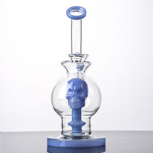 14 mm vrouwelijke balstijl waterpijp blauw glazen water bongs schedel inzet douchekop ec oil dab rig unieke glazen bong rookplatforms met kom wp2281