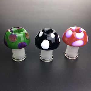 Tazón de vidrio femenino de 14 mm Accesorios para fumar forma de champiñón Diapositivas de vidrio colorido para bongos de agua Bongs tubería