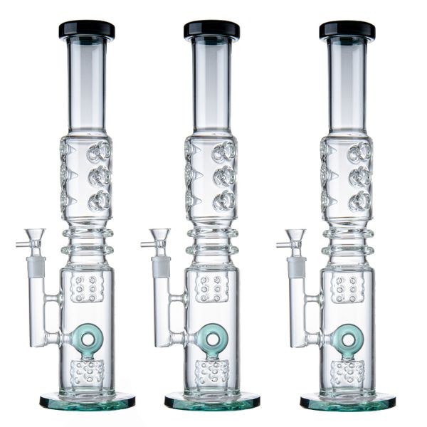 16 pulgadas Hembra Articulación Pellizco de hielo Tubo recto Big Bongs Cachimbas Donut Perc Tubería de agua de vidrio 5 mm de espesor En línea Ferc Fab Huevo Embriagador N Agujeros Percolador WP2191