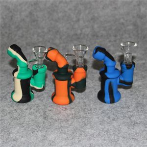 14mm Femelle Mini Silicone Huile Rigs Narguilé Bongs Tuyaux D'eau avec un système de filtrage Silicone Breaker Bong Pipe avec bol en verre