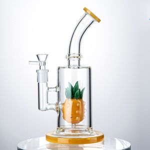 14mm vrouwelijke ananas waterpijpen douchhed perc olie rig n gaten percolator olie dab rigs geel glazen bongs met kom wp2196