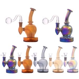 14mm Femelle Reclaimer Joint Bécher Bong Dab Rigs Narguilés Bongs En Verre Conduites D'eau De Fumée Nano Placage Rainbow Bubbler Ash Catcher 5 Couleurs Pour L'option