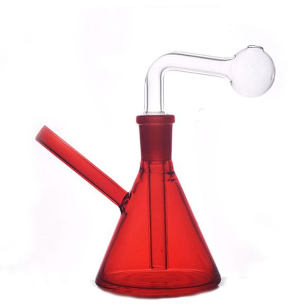 14 mm hembra pequeño triángulo vaso de vidrio Bong Hookah pipa de agua portátil grueso Pyrex Bubbler pipa para fumar con vástago descendente olla de aceite 2 piezas