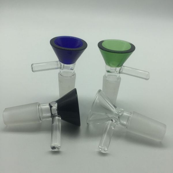 Bols en verre de 14 mm Joint mâle 4 couleurs bol en verre en option pour les plates-formes pétrolières Bongs en verre Dab Rigs expédition rapide