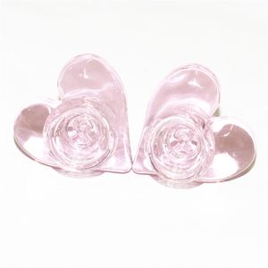 Bols en verre de 14 mm Accessoires pour fumeurs Narguilés Pipe à eau en forme de coeur rose Bol en verre Bong Shisha plates-formes pétrolières