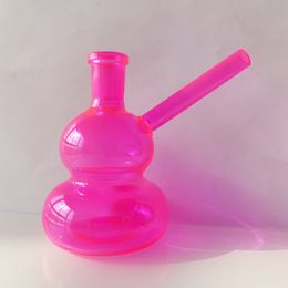 Tubo de plataforma de aceite curvo de agua para fumar de vidrio de 14 mm Forma de calabaza colorida Tazón de tabaco con tubos de burbujeador de quemador de vidrio grueso Rosa Amarillo Azul Verde Púrpura Rojo Naranja