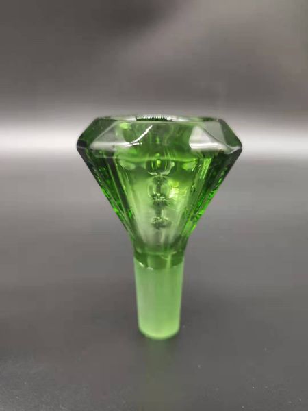 14MM Vert Épais Qualité Verre Large Diamant Eau Bong Tête Pièce Porte-Bol