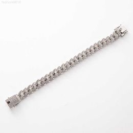 14 mm hiphop rapper Iced Out Out Mens Fine Jewelry S925 Diamant Bracelet Baguette Cuban Link Chain Moissanite