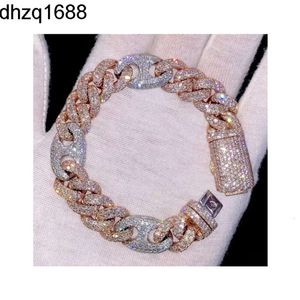 14 mm Iced Out Cubaanse schakelarmband |Vvs Moissanite diamanten Cubaanse armband |Heren 925 zilveren Moissanite armband