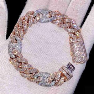 14 mm Iced Out Cubaanse schakelarmband | Vvs Moissanite diamanten Cubaanse armband | Mannen 925 zilveren Moissanite armband