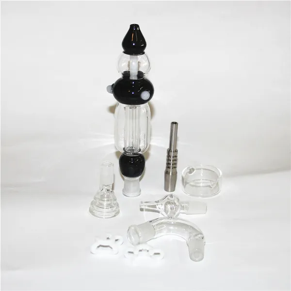 14mm Joint Nector Kits Mini Narguilés Pipes Avec Pointe En Titane Dab Plates-formes Pétrolières Paille Verre Plat NC