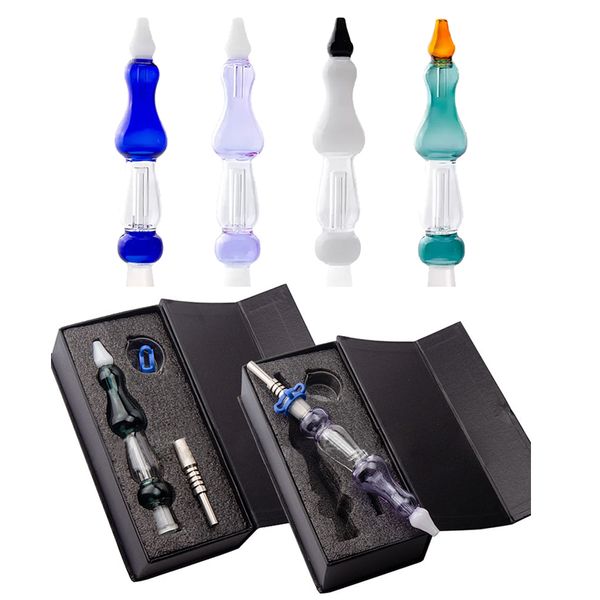 14mm Joint Nector Collector NC Kits Hookah Cuarzo Clavo Cerámica Titanio Clavos Con Plástico Keck Clip Dab Rigs Caja Embalaje Cachimbas