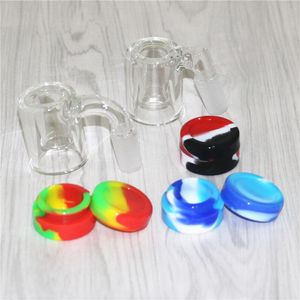 Roken 14 mm mannelijk 45 90 graden asvanger voor glazen bongs met kleurrijke 5 ml siliconen container dab stro glazen pijpen