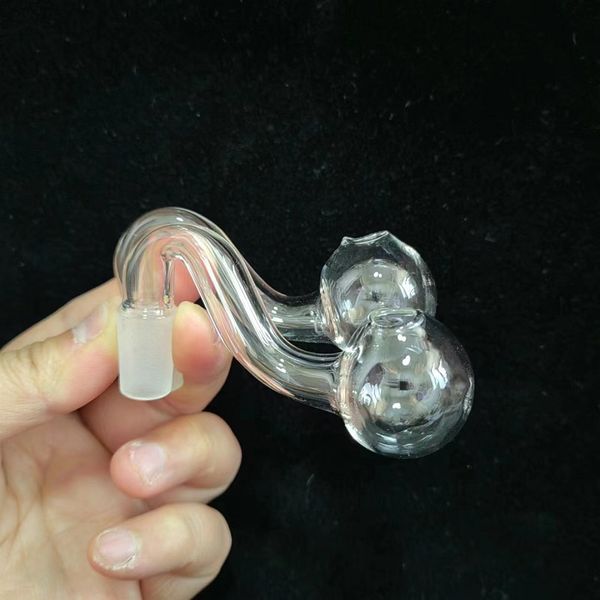 Bol de brûleur à huile en verre courbé transparent mâle de 14mm, fixation en verre Pyrex épais avec bol à grande tête incurvé de 3cm, tuyau de brûleur à huile