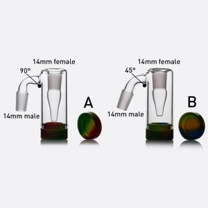 Accessoires pour fumeurs Attrape-cendres en verre mâle de 14 mm avec des couleurs en silicone contenant du silicone droit bong eau bong verre bong plate-forme pétrolière pipes