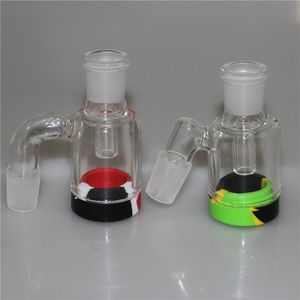 Hookah 14 mm Hombre Glass Ash Catcher con colores contenedor de silicona recta silicona bong tubería de agua plataforma petrolera pipas para fumar