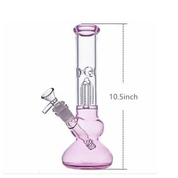 14mm Mannelijke Glas Olie Branderpijp 10.5 Inch Glas Grote Bongs Water Pijpen Beker Bong Pink Ice Pinch DAB Rigs met diffuus downstem DHL GRATIS