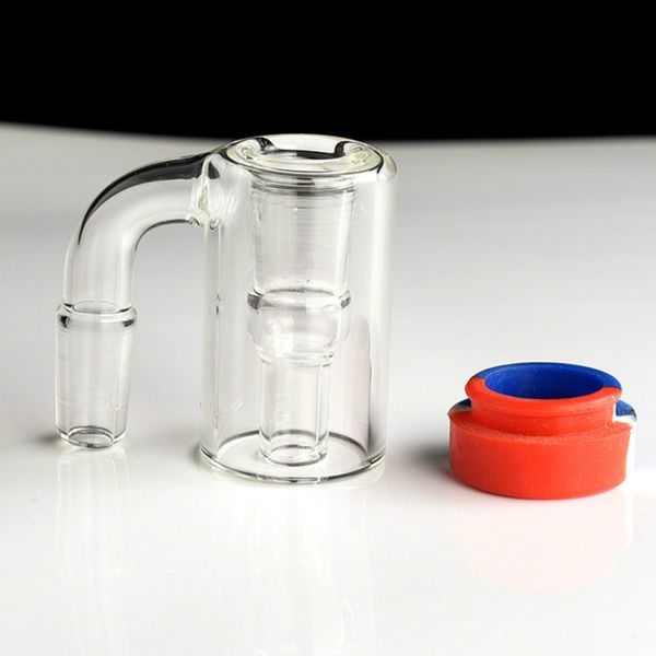 14mm mâle verre bouteille d'eau cigarette pistolet filtre collecteur de fumée externe Ash Catcher silicone droite silicone bong plate-forme pétrolière pipes