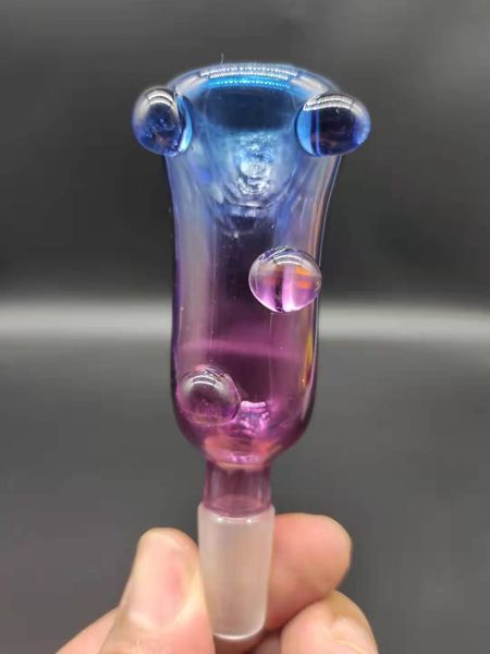 14mm Mâle Violet Bleu Tulipe Épais Narguilé Bong En Verre Bol Profond Mâle Gros Bols De Tabac À Fumer