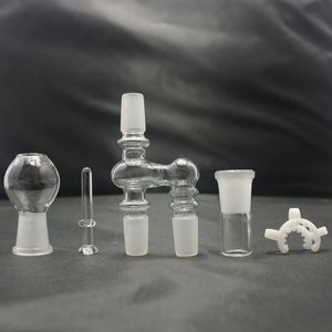 Kit de recuperador de aceite de vidrio de 18 mm con un adaptador de vidrio articular de 90 grados con cúpula femenina para bongs de vidrio tubería de agua Dab Rig