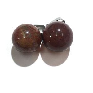 14 mm ronde edelsteen hangers ketting natuurlijke bengelen ball rode jasper charmes genezende chakra stenen charme bol sieraden 45 cm zwart leer