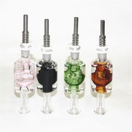 14mm crâne verre Nectar bong paille avec liquide à l'intérieur accessoires pour fumer tuyau conduites d'eau Dab Rig bong attrape-cendres