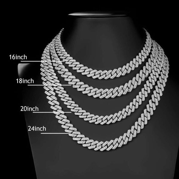 14 mm lien d'éclat glacé hors du collier miami oem Moisanite Diamond S925 Sterling 925 Silver Cuban Chaines Hip Hop Custom Hip Hop Bijoux