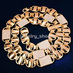 Collier chaîne cubaine carrée de 14mm pour hommes et femmes, lien Hip hop, couleur or, zircone glacée, bijoux Rock à la mode, cadeau