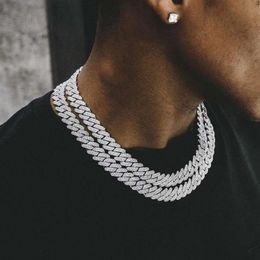 Collier en cuivre incrusté de zircon pour hommes, bijoux de qualité supérieure, 14mm, barre de Cuba, hip hop, rap punk DJ, collier 246S