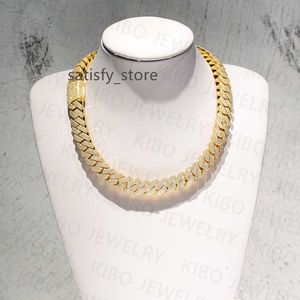14 mm tester 925 SILVER VVS Moissanite Diamond aangepaste hiphop sieraden Iced Out Cuban Link Chain Initial Necklace