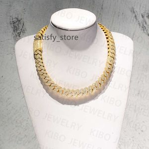 Tester 14 mm 925 Silver Vvs Moisanite Diamond Diamond personnalisé Hip Hop Bijoux Iced Out Cuban Link Chain Initial Collier