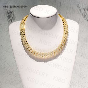 14 mm tester Sier VVS Moissanite Diamond aangepaste hiphop sieraden Iced Out Cuban Link Chain Initial Necklace