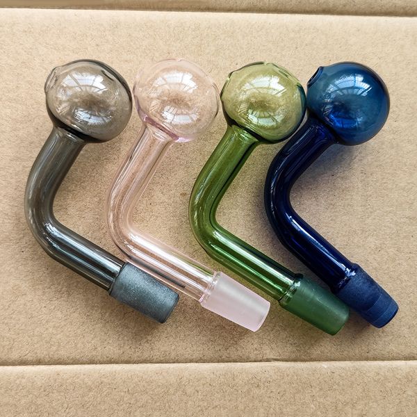 Tuyaux de brûleur à mazout en verre de 14 mm d'épaisseur Bol à tabac 30 mm Big Ball Adaptateur de bang pour fumer de l'eau colorée Verre Pyrex Dab Rig Percolater Bols Transparent Vert Rose Bleu Gris