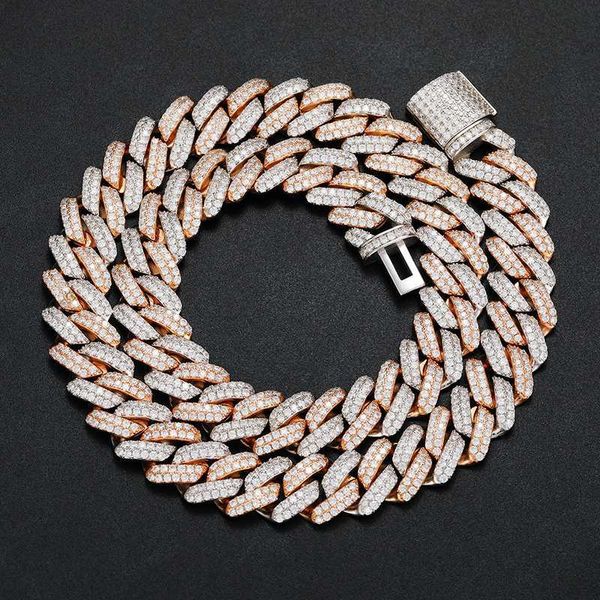 14 mm Großhandel mit 18 Karat vergoldetem Diamant Iced Out Miami Cuban Link Chain für Herren-Halskette
