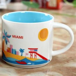Tasse de ville Starbucks en céramique d'une capacité de 14 oz, tasse à café des villes américaines avec boîte originale Miami City283j